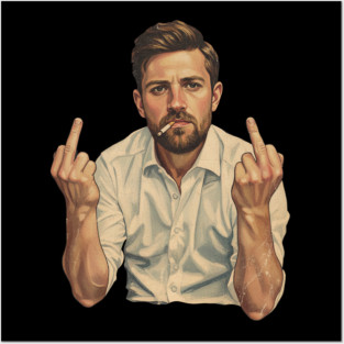 VINTAGE Leon Draisaitl Smoking MIDDLE FINGER Posters and Art