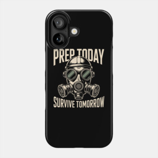 Prepper Survivalist Gas Mask Off Grid Apocalypse Humor Vintage Illustration Phone Case
