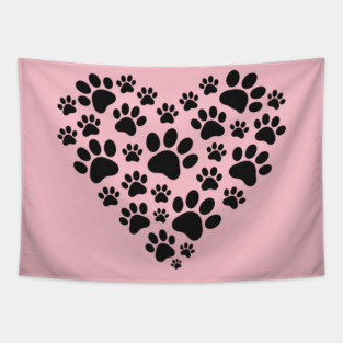Pawprint Heart Tapestry