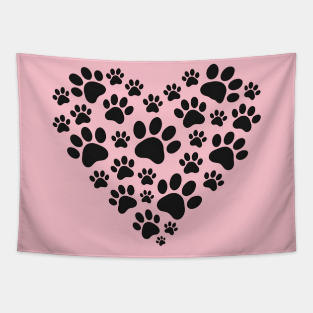 Pawprint Heart Tapestry by Champanie's Store