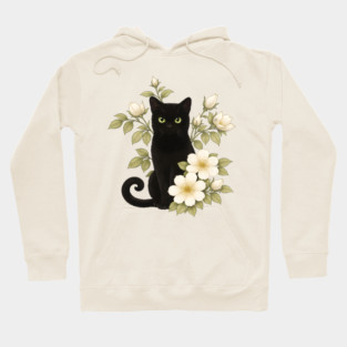 Floral Black Cat Hoodie