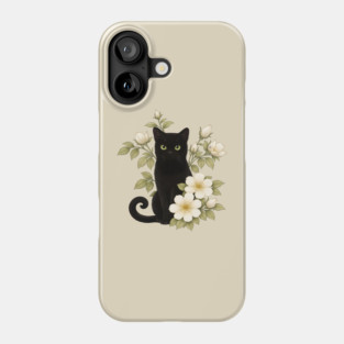 Floral Black Cat Phone Case