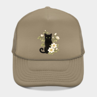 Floral Black Cat Hat