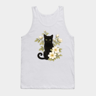 Floral Black Cat Tank Top