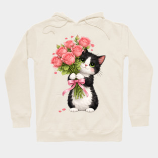 Kitten with Roses Hoodie
