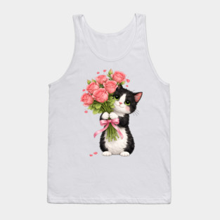 Kitten with Roses Tank Top