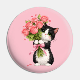 Kitten with Roses Pin