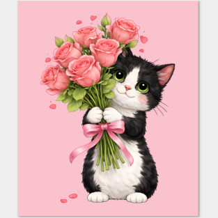 Kitten with Roses Posters and Art