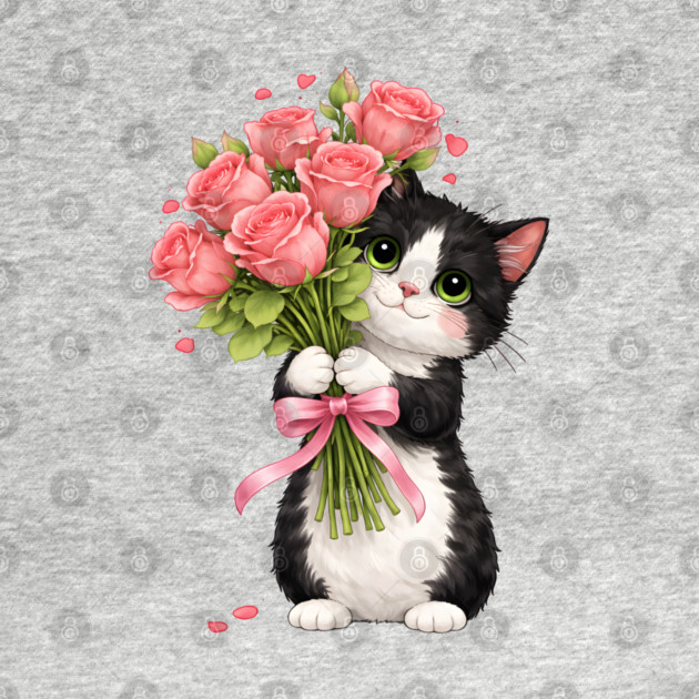 Kitten with Roses by Champanie's Store