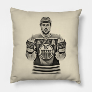 Leon Draisaitl MEMEM MIDDLE FINGER WHITE 90S BLACK Pillow
