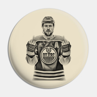 Leon Draisaitl MEMEM MIDDLE FINGER WHITE 90S BLACK Pin