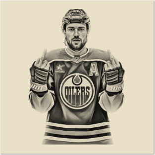 Leon Draisaitl MEMEM MIDDLE FINGER WHITE 90S BLACK Posters and Art