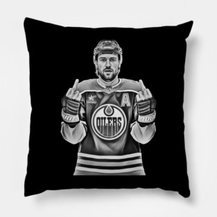 Leon Draisaitl MEMEM MIDDLE FINGER WHITE Pillow