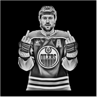 Leon Draisaitl MEMEM MIDDLE FINGER WHITE Posters and Art