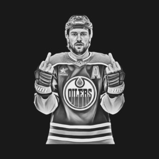 Leon Draisaitl MEMEM MIDDLE FINGER WHITE T-Shirt
