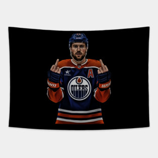 Leon Draisaitl MEMEM MIDDLE FINGER WHITE 90S Tapestry