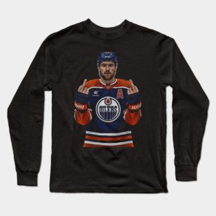 Leon Draisaitl MEMEM MIDDLE FINGER WHITE 90S Long Sleeve T-Shirt