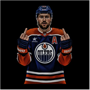 Leon Draisaitl MEMEM MIDDLE FINGER WHITE 90S Posters and Art