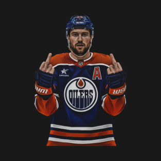 Leon Draisaitl MEMEM MIDDLE FINGER WHITE 90S T-Shirt