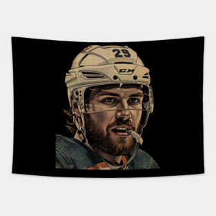 Leon Draisaitl COmics Vintage Black White 90s Tapestry
