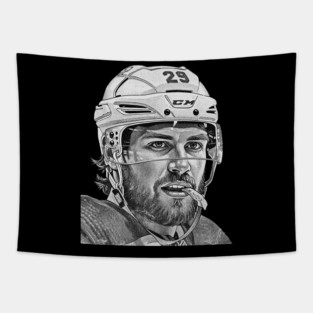 Leon Draisaitl COmics Vintage Black White Tapestry