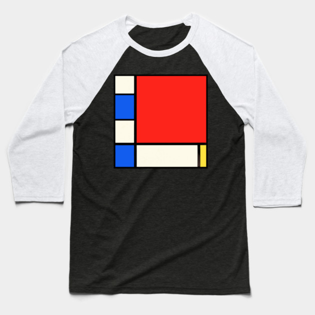 Mondrian Style Remix Of Abstract Primary Colors Baseball T-Shirt by DonWillisJrArt