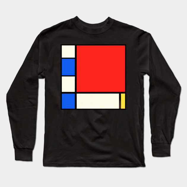 Mondrian Style Remix Of Abstract Primary Colors Long Sleeve T-Shirt by DonWillisJrArt