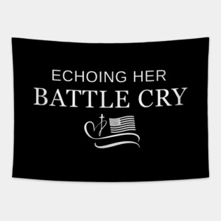Echoing Her Battle Cry Usa Flag Christian Tapestry