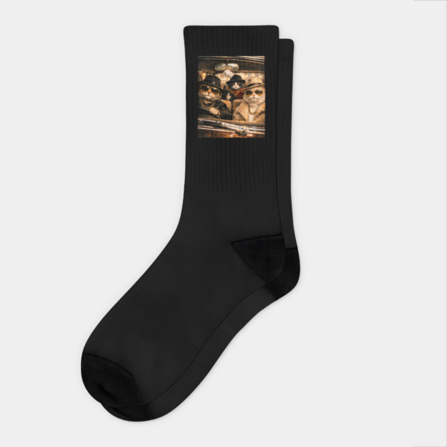 Gangster Cats Crew Socks by Champanie's Store