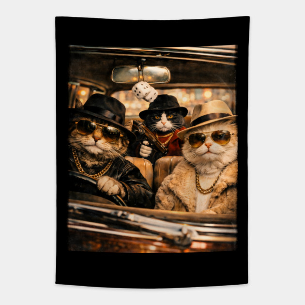 Gangster Cats Crew Tapestry by Champanie's Store
