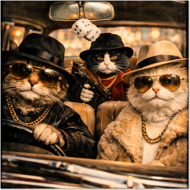 Gangster Cats Crew Wall Art by Champanie's Store