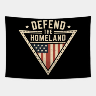 Defend The Homeland USA Flag Retro Sci-Fi American Premium Tapestry