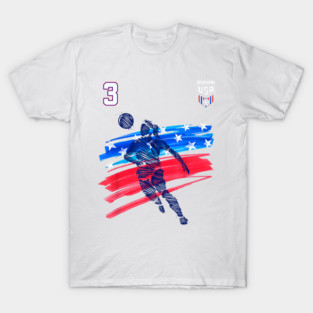American USA Flag Soccer Jersey Favorite Lucky Number 3 Women Men T-Shirt
