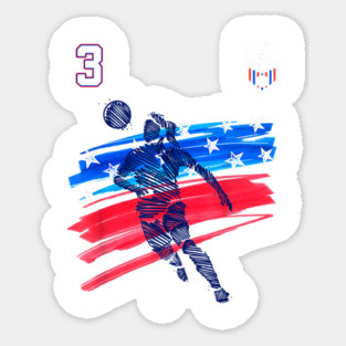 American USA Flag Soccer Jersey Favorite Lucky Number 3 Women Men Sticker