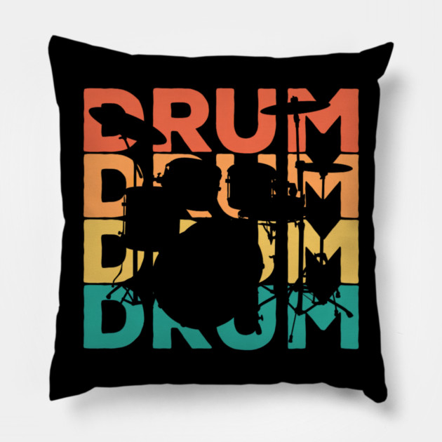 Retro Vintage Drums Gift for Drummers & Drummers Pillow by yangho