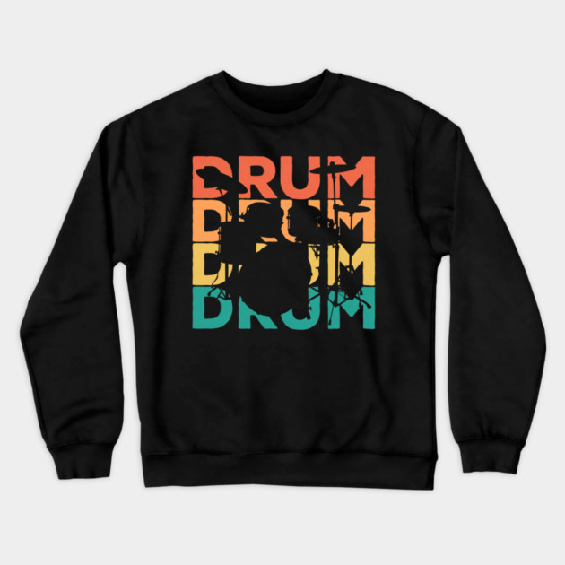 Retro Vintage Drums Gift for Drummers & Drummers Crewneck Sweatshirt by yangho
