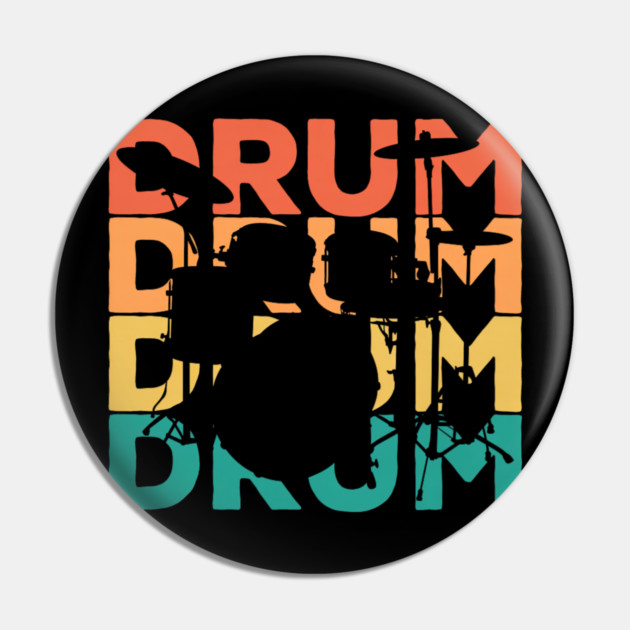 Retro Vintage Drums Gift for Drummers & Drummers Pin by yangho
