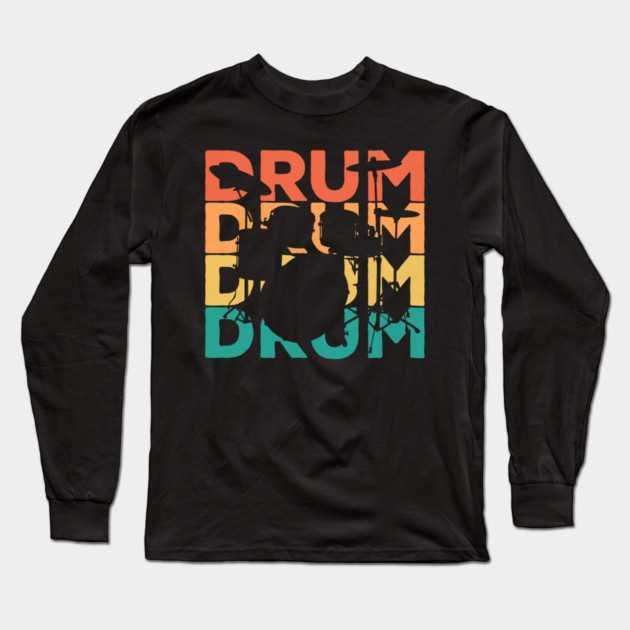 Retro Vintage Drums Gift for Drummers & Drummers Long Sleeve T-Shirt by yangho