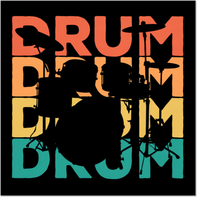 Retro Vintage Drums Gift for Drummers & Drummers Wall Art by yangho