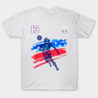 American USA Flag Soccer Jersey Favorite Lucky Number 13 Women Men T-Shirt