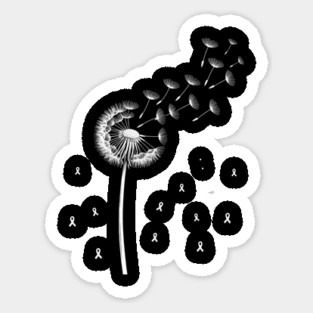 Dandelion Gray Ribbon Tumor Brain Cancer Awareness Sticker