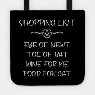 Eye of Newt, Wine, Cat Food Cheeky Witch® Shopping List Tote