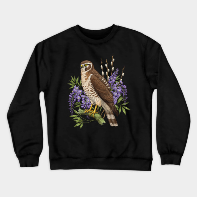 Vintage Northern Harrier Hawk Art Crewneck Sweatshirt by BirdsnStuff
