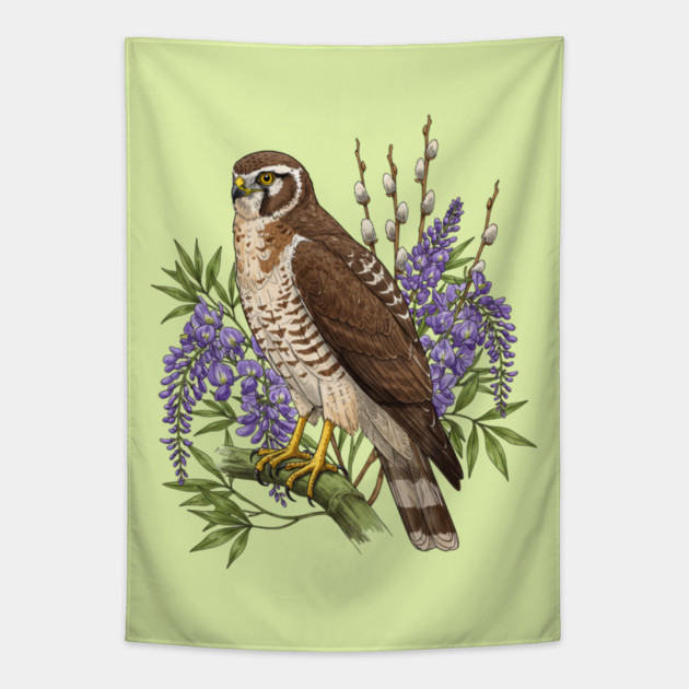 Vintage Northern Harrier Hawk Art Tapestry by BirdsnStuff