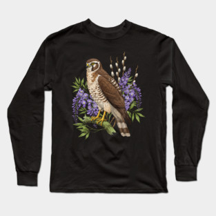 Vintage Northern Harrier Hawk Art Long Sleeve T-Shirt