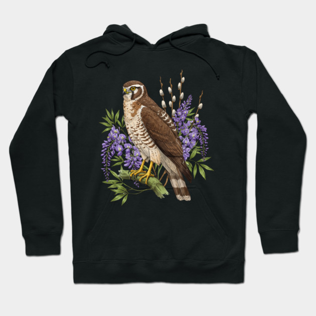 Vintage Northern Harrier Hawk Art Hoodie by BirdsnStuff