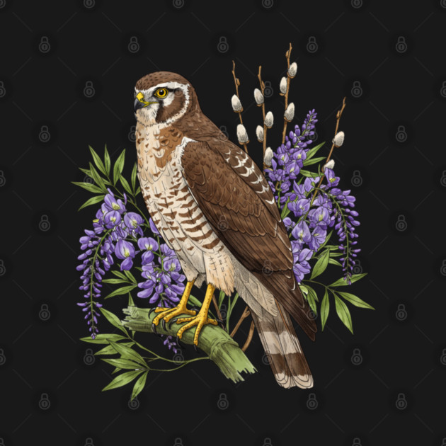 Vintage Northern Harrier Hawk Art by BirdsnStuff
