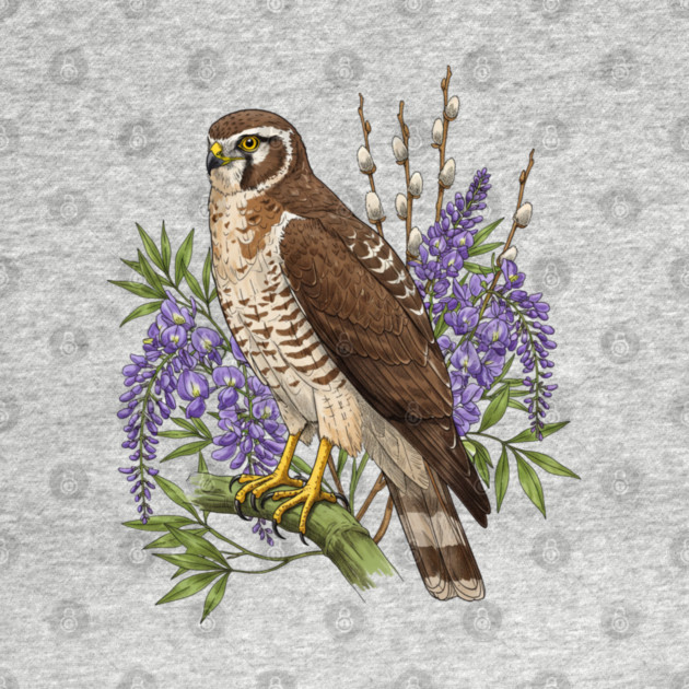 Vintage Northern Harrier Hawk Art by BirdsnStuff