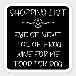 Eye of Newt, Wine, Dog Food Cheeky Witch® Shopping List Sticker