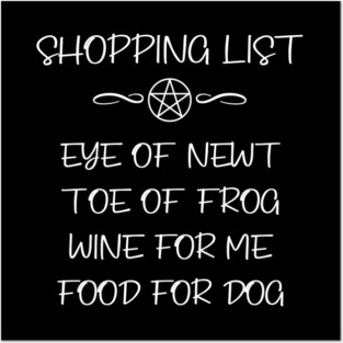 Eye of Newt, Wine, Dog Food Cheeky Witch® Shopping List Posters and Art